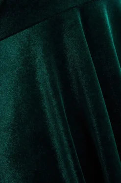 Quiz Petite Bottle Green Velvet Bardot Midi Dress Discount