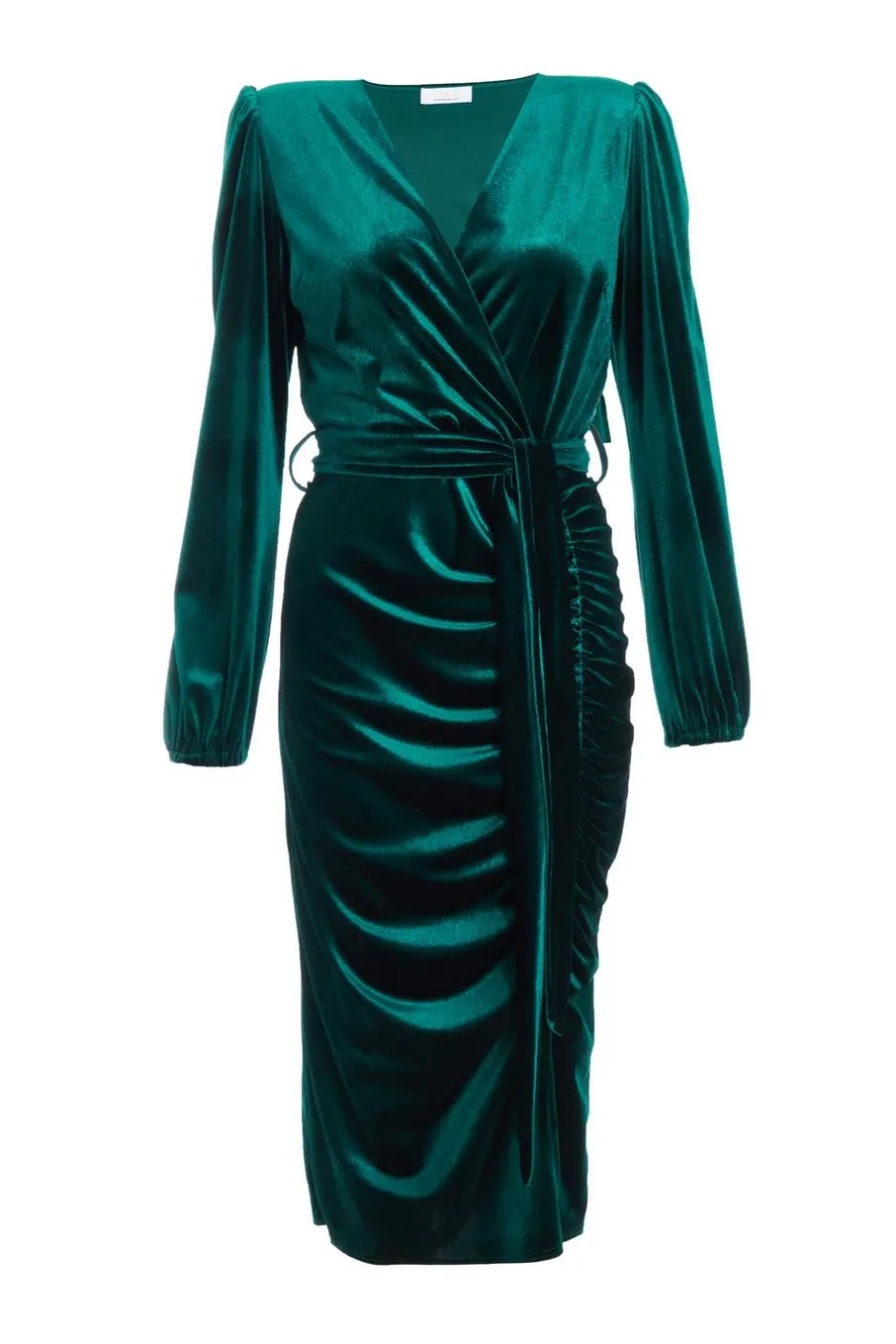 Quiz Petite Bottle Green Velvet Midi Dress Clearance