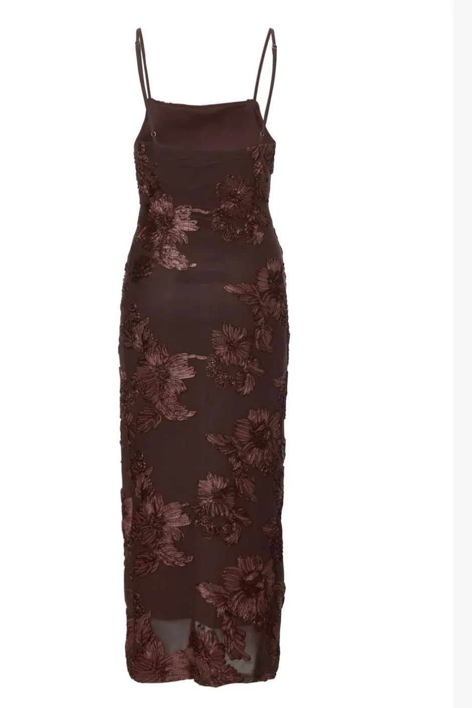Quiz Petite Brown Floral Applique Midaxi Dress