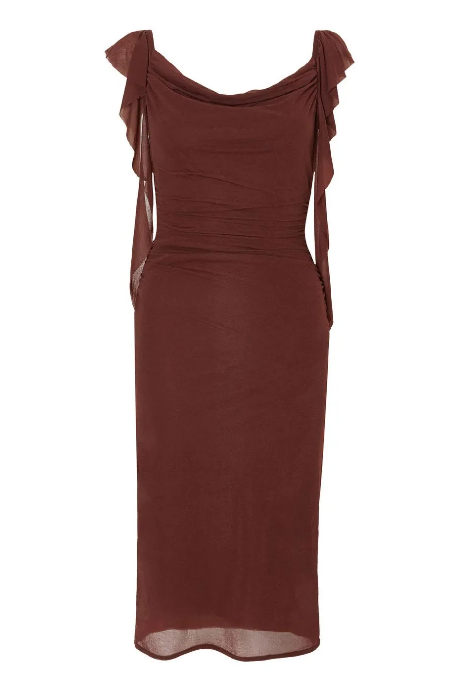 Quiz Petite Brown Frill Midi Dress