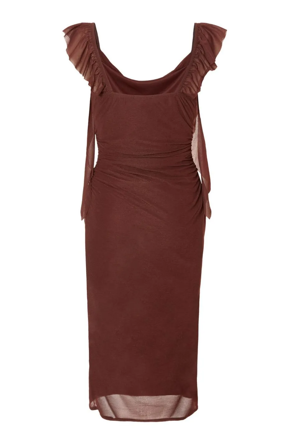 Quiz Petite Brown Frill Midi Dress