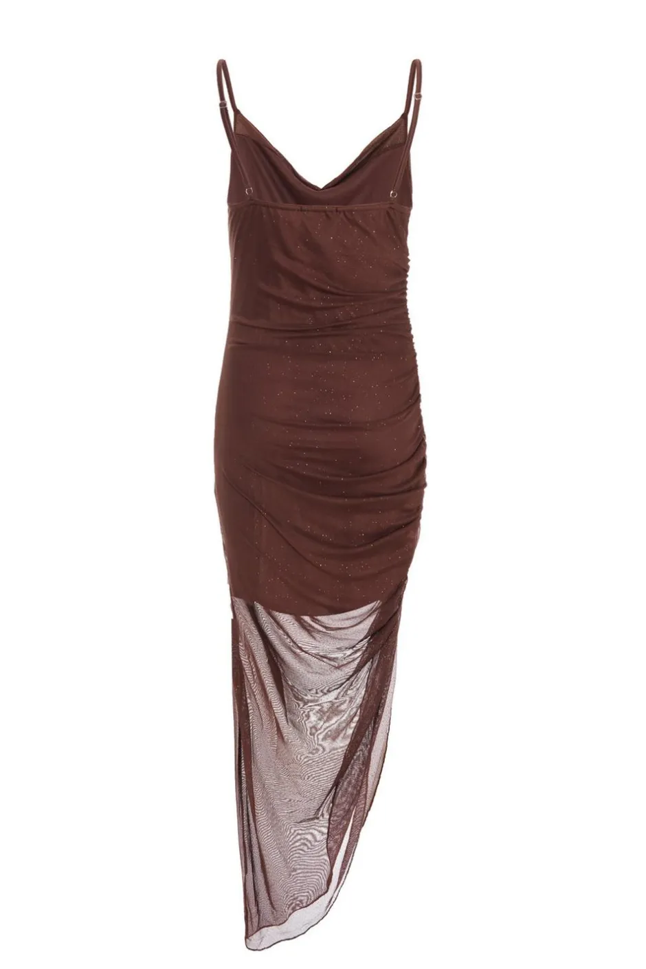 Quiz Petite Brown Glitter Mesh Midaxi Dress New