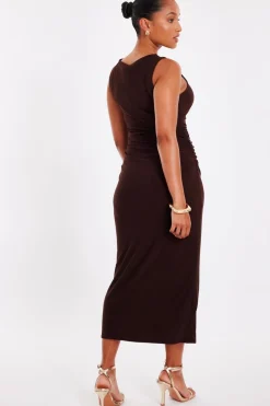 Quiz Petite Brown Gold Buckle Midaxi Dress Best