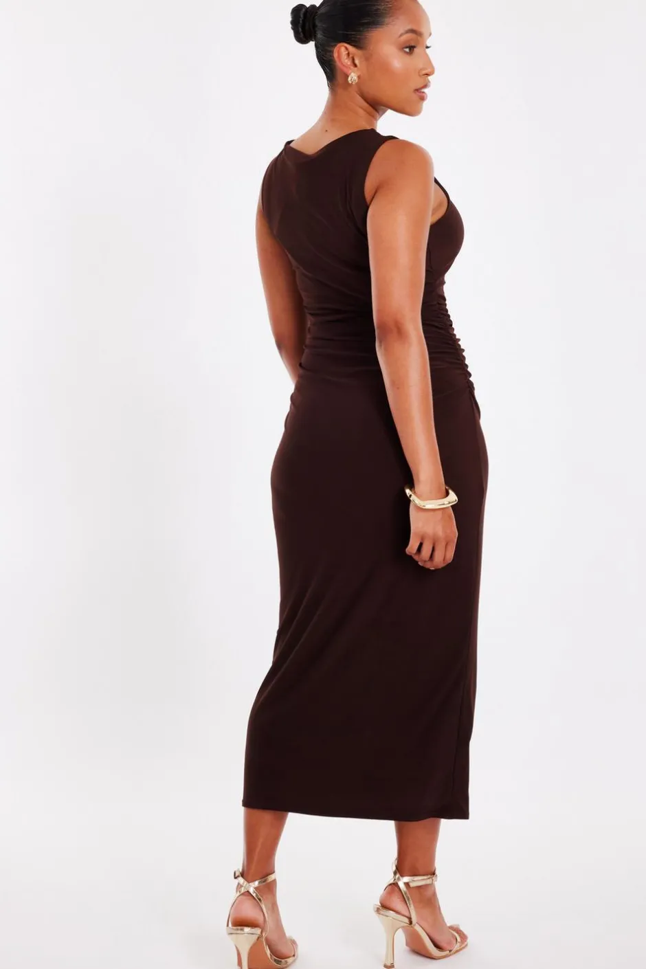 Quiz Petite Brown Gold Buckle Midaxi Dress Best