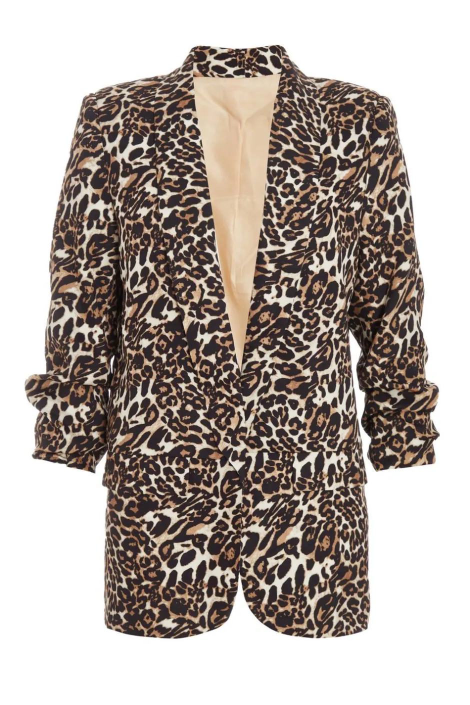 Quiz Petite Brown Leopard Print Blazer Discount