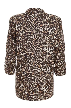 Quiz Petite Brown Leopard Print Blazer Discount