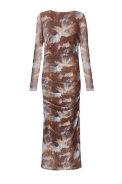 Quiz Petite Brown Mesh Midaxi Dress New