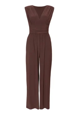 Quiz Petite Brown Ruched Jumpsuit Best