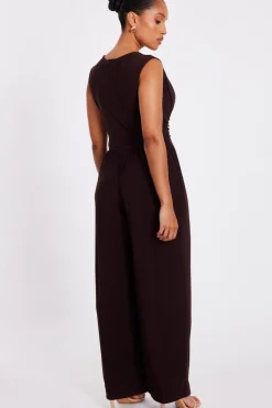 Quiz Petite Brown Ruched Jumpsuit Best