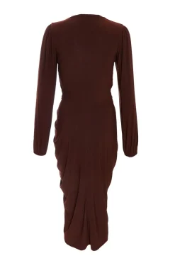 Quiz Petite Brown Ruched Midi Dress Best