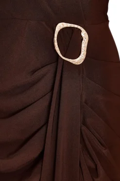 Quiz Petite Brown Ruched Midi Dress Best