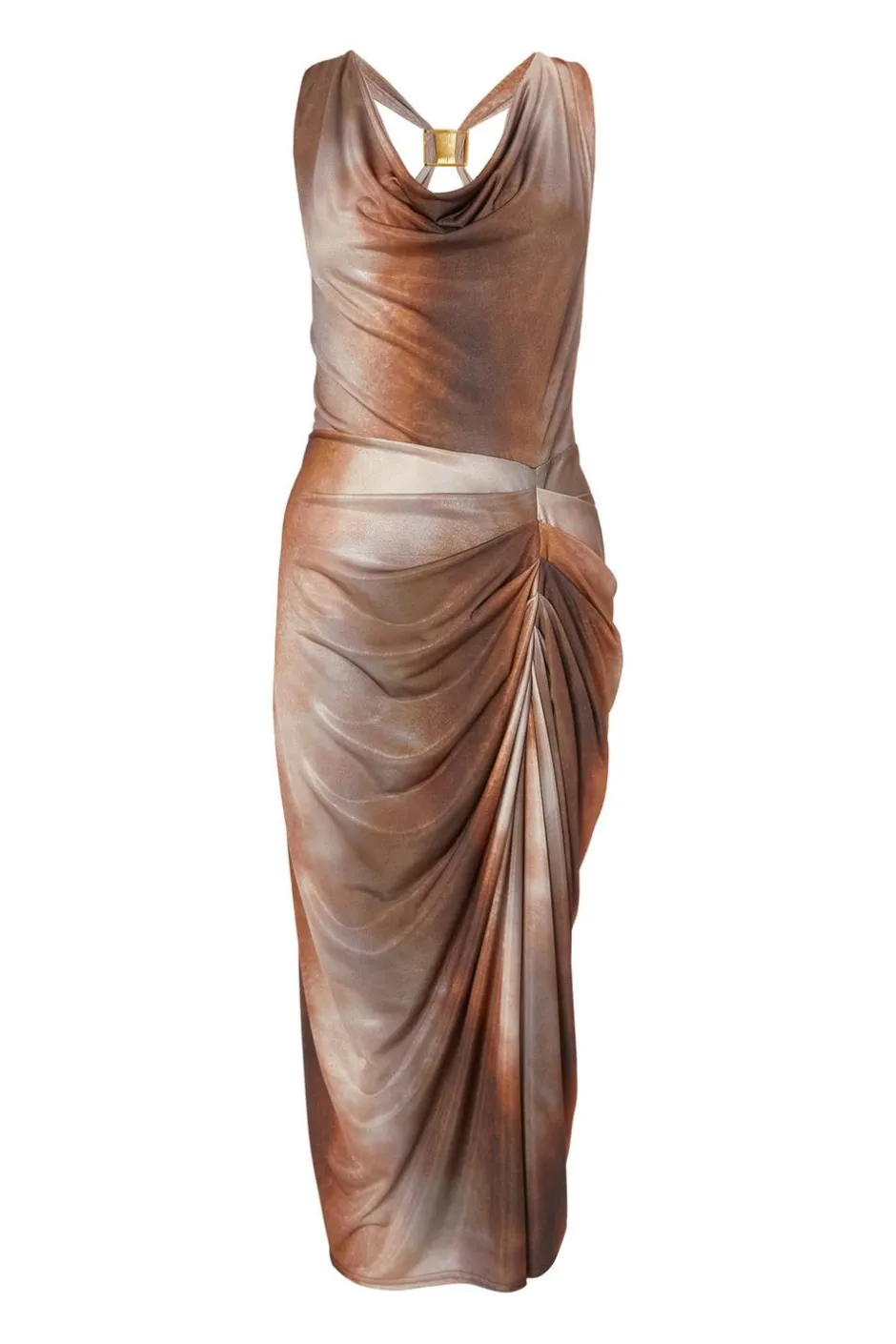 Quiz Petite Brown Ruched Side Midi Dress Discount