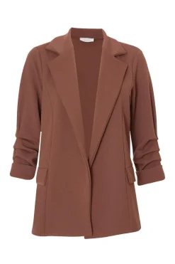 Quiz Petite Ruched Sleeve Blazer Brown Sale