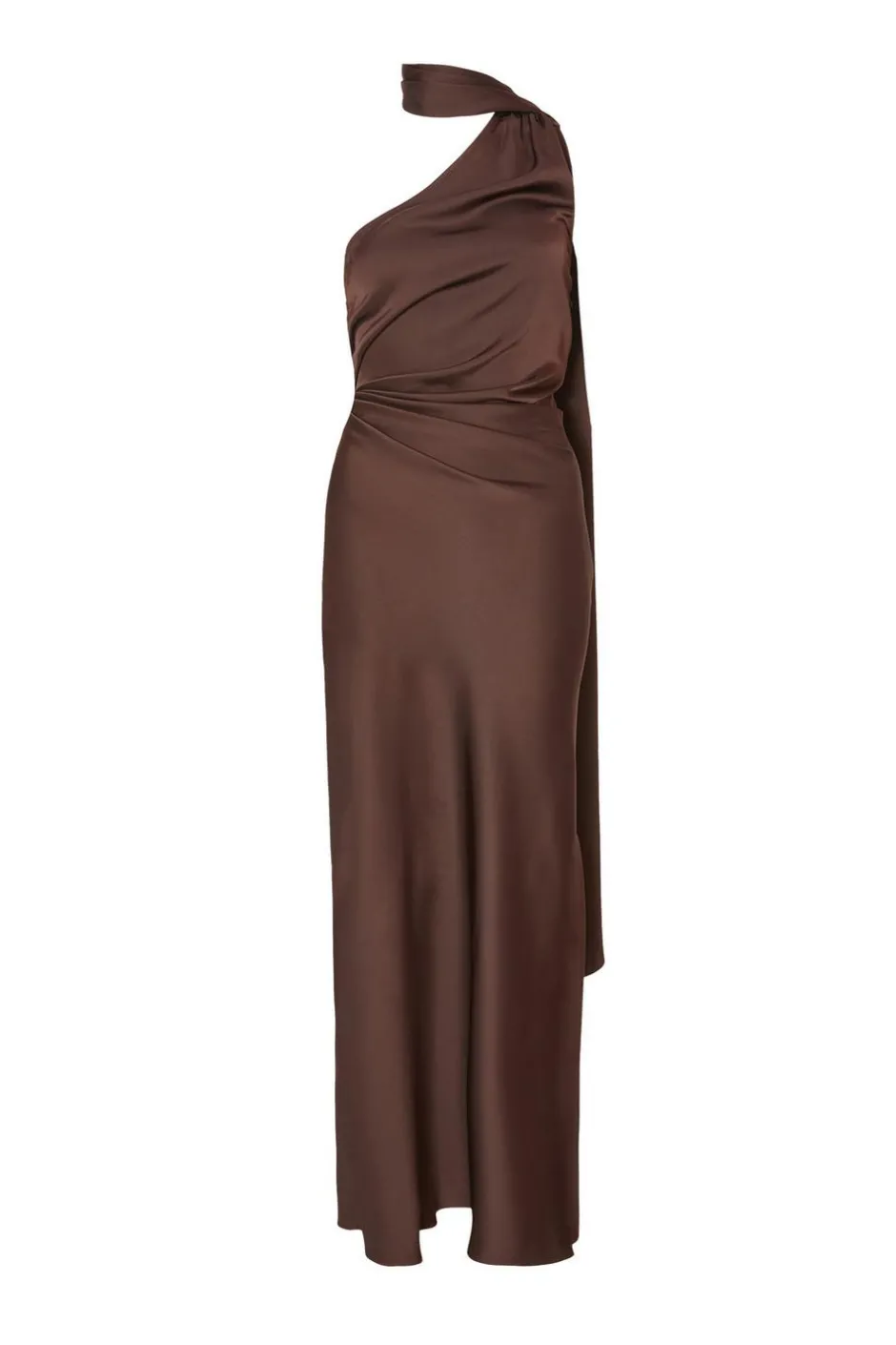 Quiz Petite Brown Satin Wrap Neck Maxi Dress Clearance