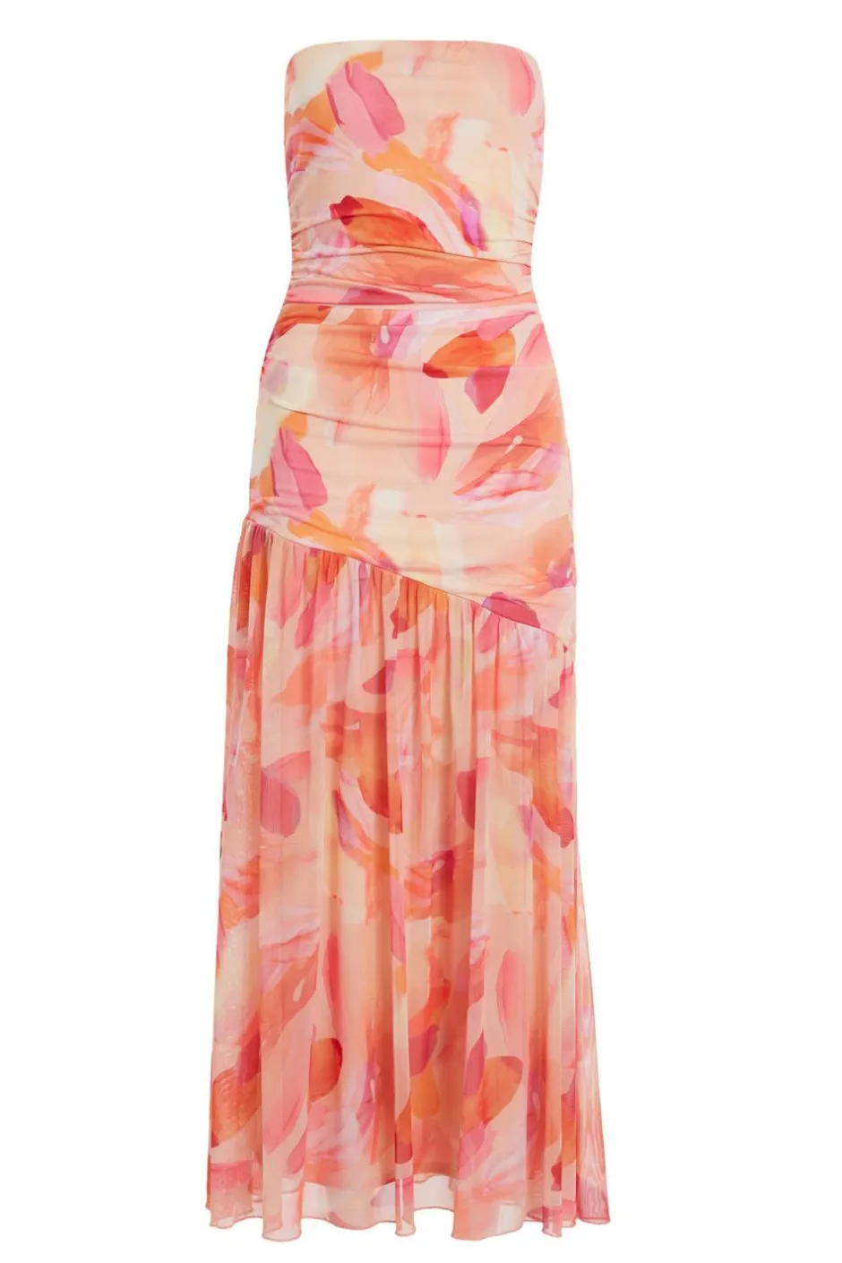 Quiz Petite Coral Mesh Floral Midaxi Dress New