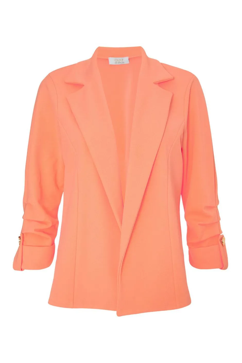 Quiz Petite Coral Ruched Sleeve Blazer New