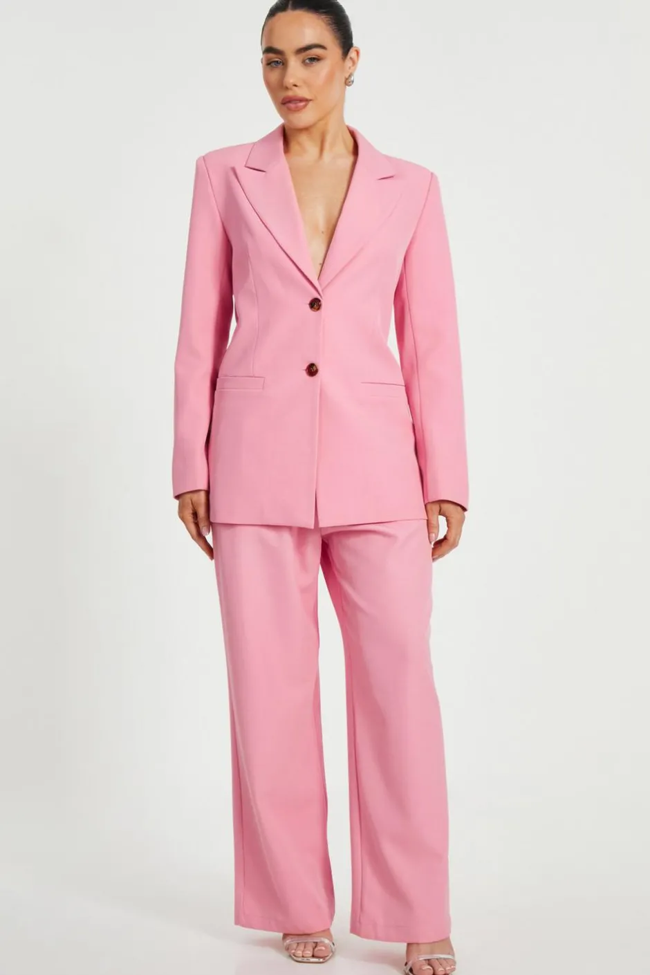 Quiz Petite Coral Wide Leg Tailored Trousers Sale