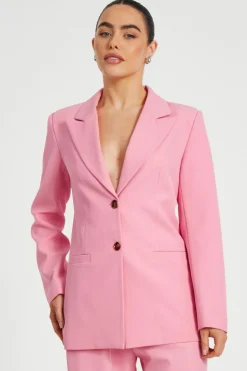 Quiz Petite Coral Woven Long Sleeve Blazer