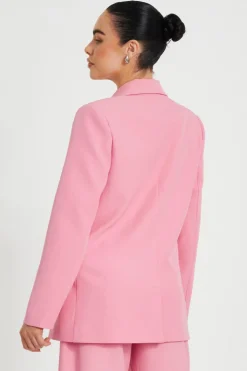 Quiz Petite Coral Woven Long Sleeve Blazer