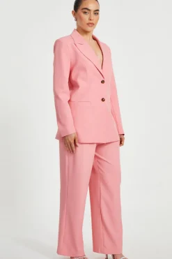 Quiz Petite Coral Woven Long Sleeve Blazer
