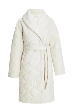 Quiz Petite Cream Quilted Long Line Coat