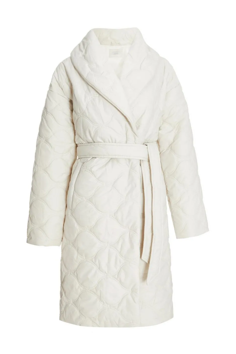 Quiz Petite Cream Quilted Long Line Coat