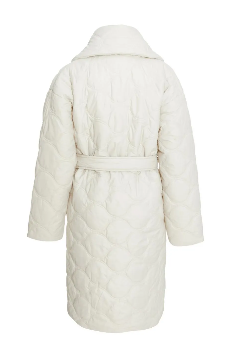Quiz Petite Cream Quilted Long Line Coat