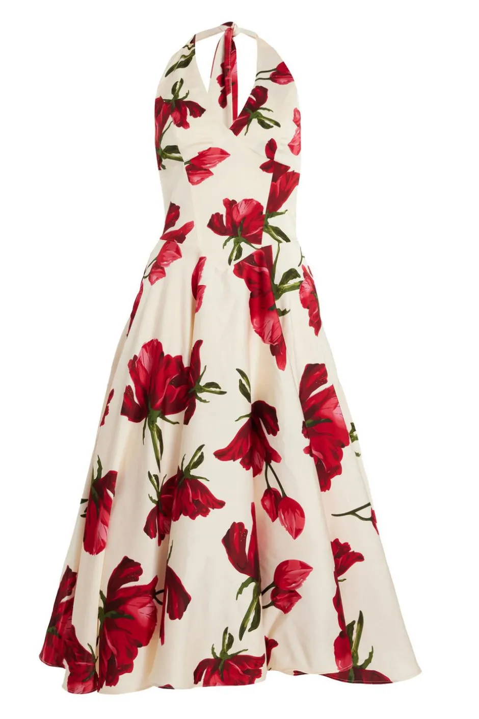 Quiz Petite Cream Satin Rose Print Midi Dress Best