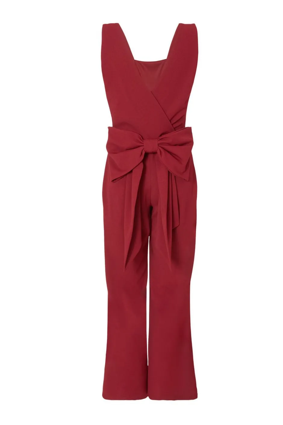 Quiz Petite Dark Red Bow Back Jumpsuit Best
