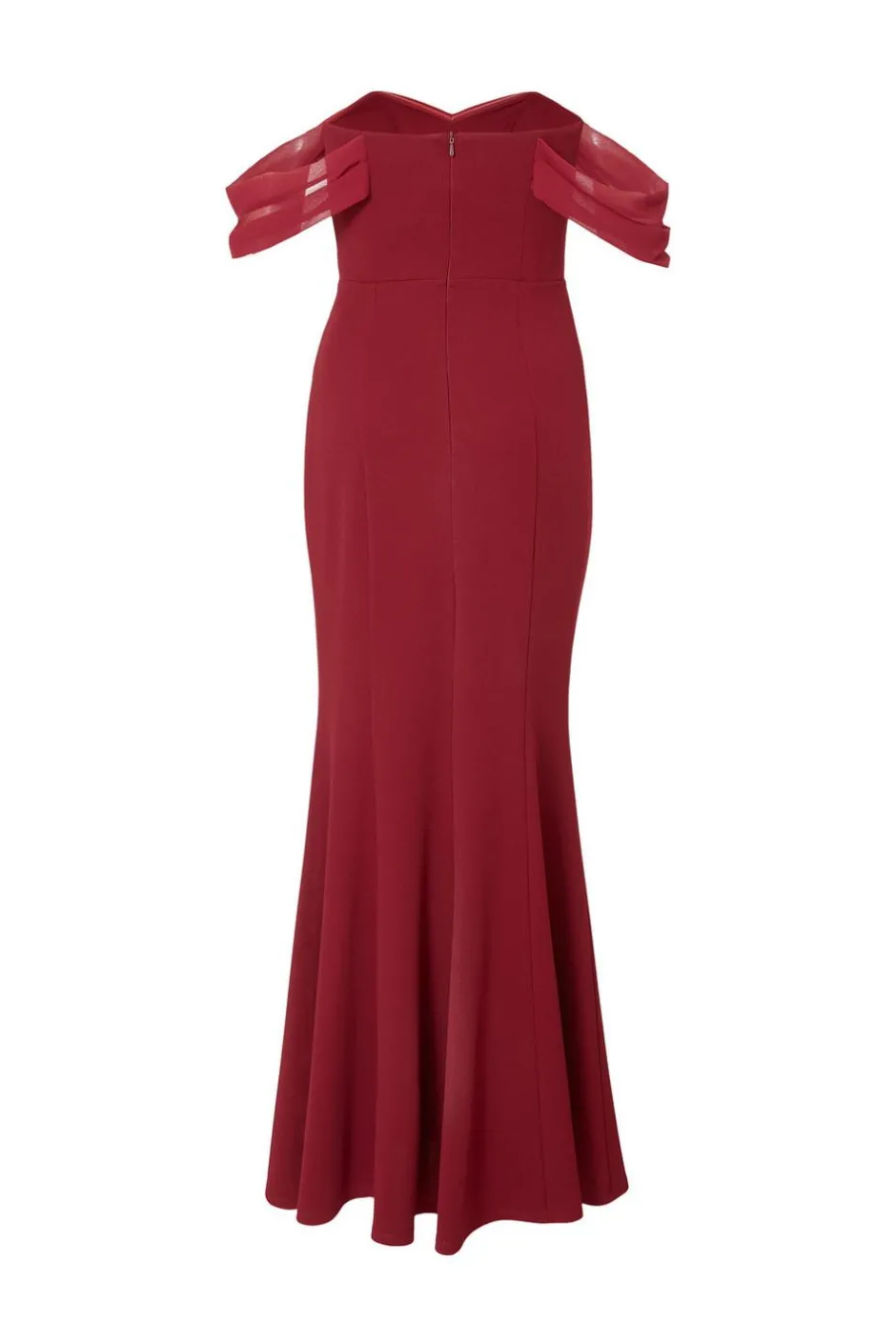 Quiz Petite Dark Red Chiffon Bardot Maxi Dress Wine Online