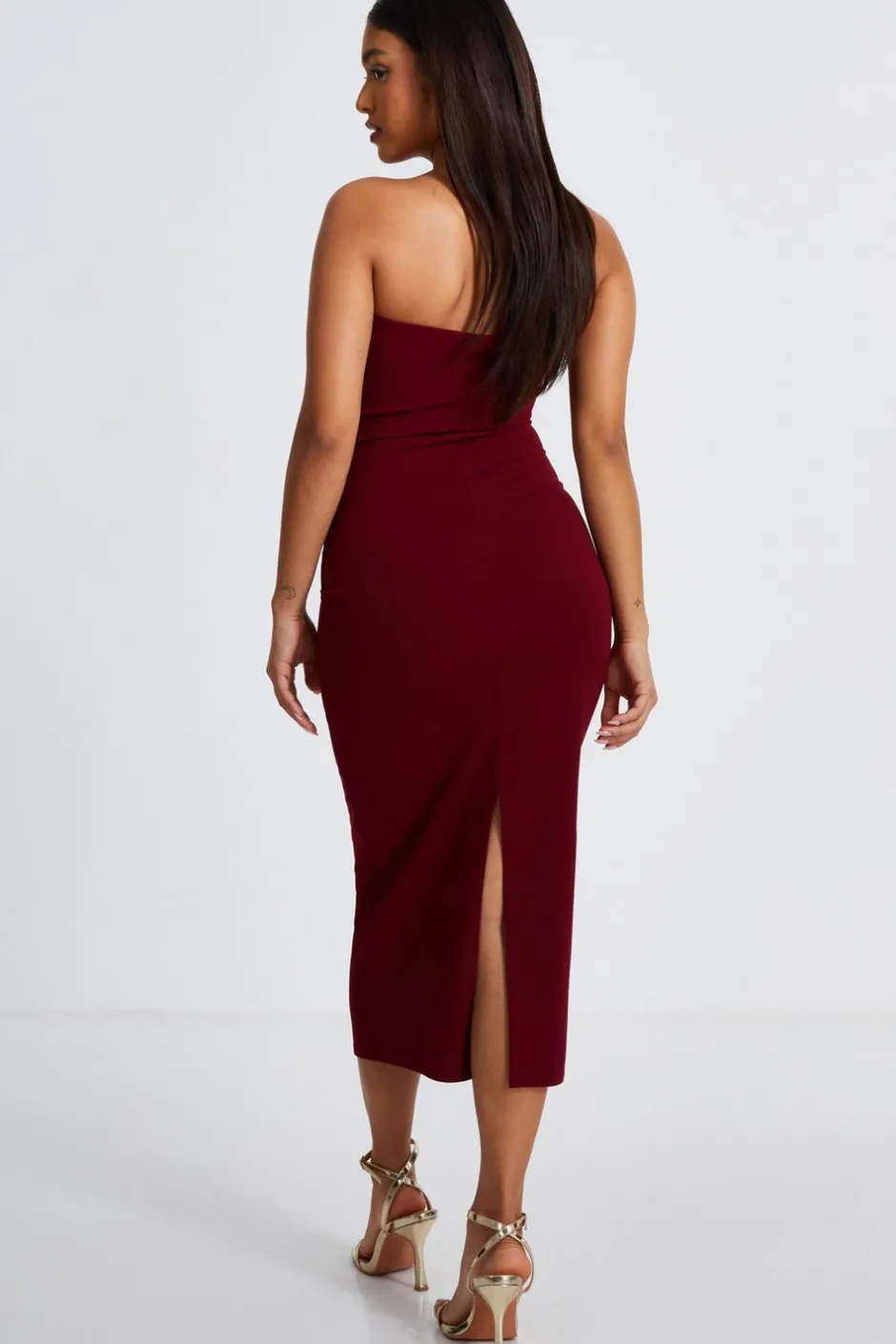 Quiz Petite Dark Red Corsage Midaxi Dress Berry Online