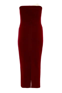 Quiz Petite Dark Red Corsage Midaxi Dress Berry Online