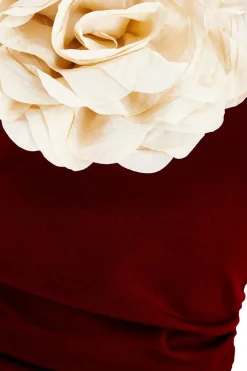 Quiz Petite Dark Red Corsage Midaxi Dress Berry Online