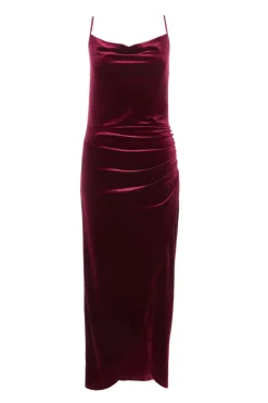 Quiz Petite Dark Red Cowl Neck Midaxi Dress Sale