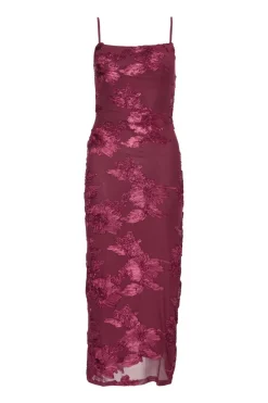 Quiz Petite Dark Red Floral Applique Midaxi Dress
