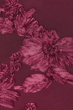 Quiz Petite Dark Red Floral Applique Midaxi Dress