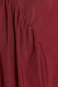 Quiz Petite Dark Red Ruched Side Midaxi Dress