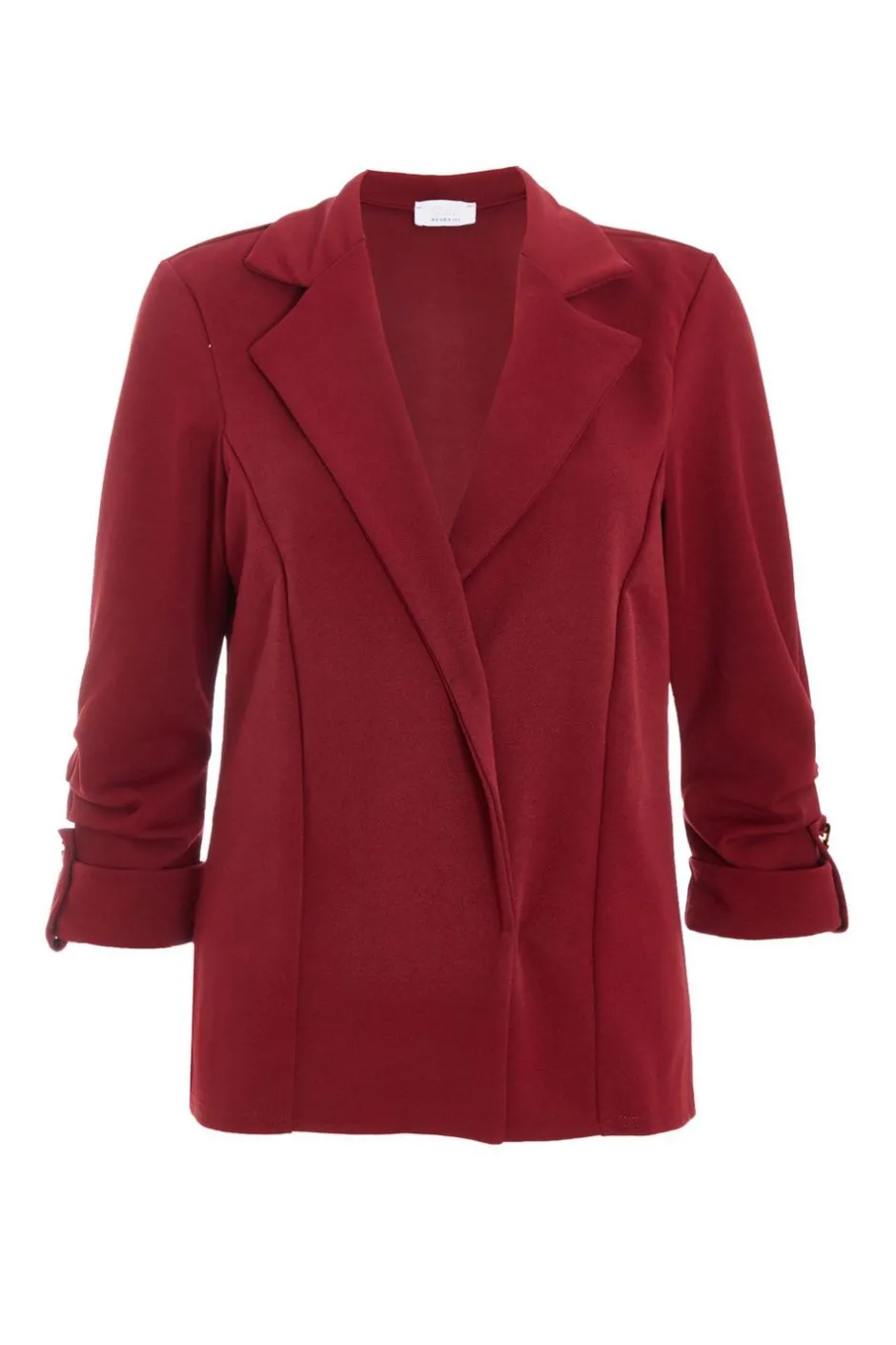 Quiz Petite Dark Red Ruched Sleeve Blazer Clearance