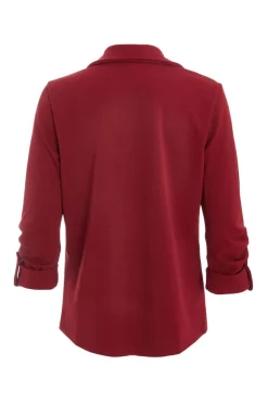 Quiz Petite Dark Red Ruched Sleeve Blazer Clearance
