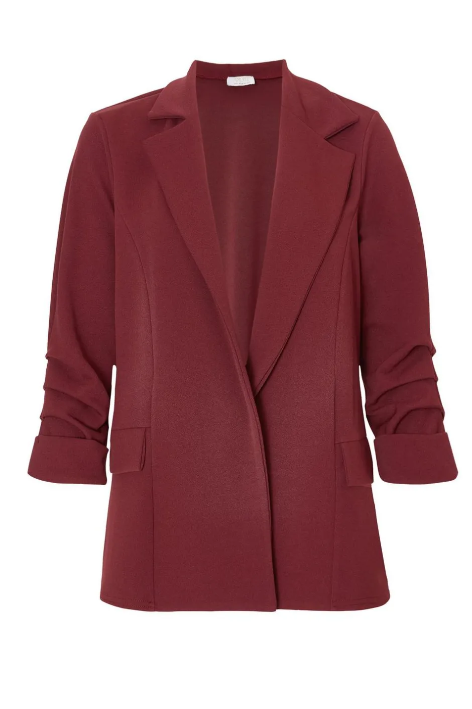Quiz Petite Dark Red Ruched Sleeve Blazer Burgundy