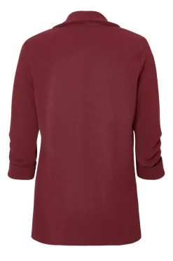Quiz Petite Dark Red Ruched Sleeve Blazer Burgundy