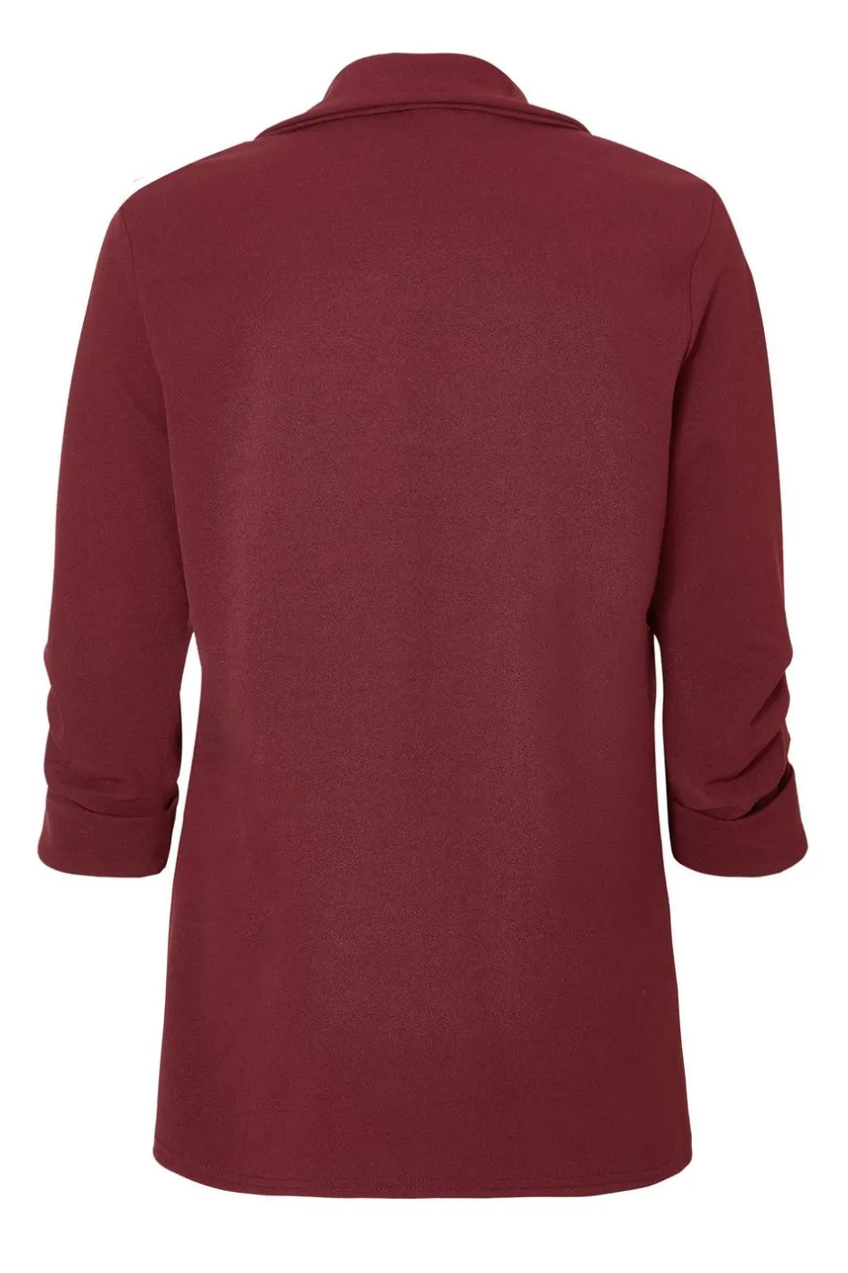 Quiz Petite Dark Red Ruched Sleeve Blazer Burgundy