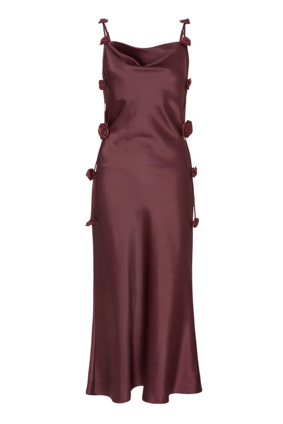 Quiz Petite Dark Red Satin Midaxi Dress