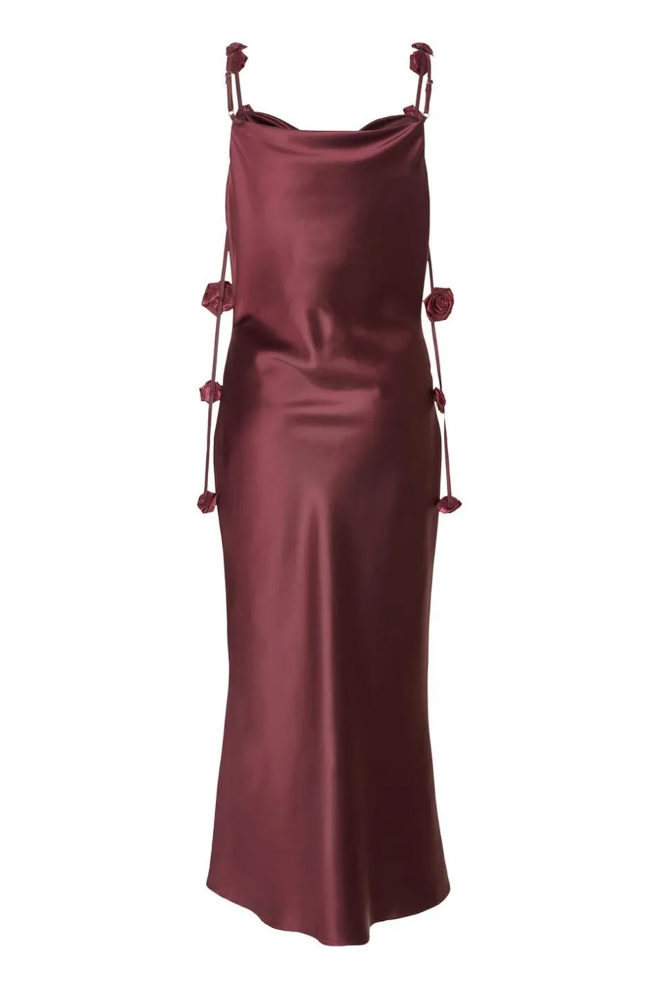 Quiz Petite Dark Red Satin Midaxi Dress