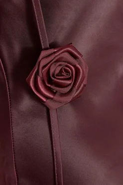 Quiz Petite Dark Red Satin Midaxi Dress