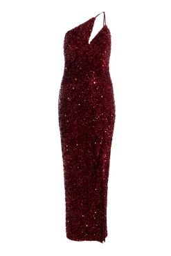 Quiz Petite Dark Red Sequin Maxi Dress Hot