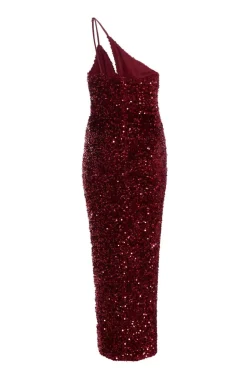 Quiz Petite Dark Red Sequin Maxi Dress Hot