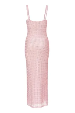 Quiz Petite Diamante Maxi Dress Dusty Pink Hot