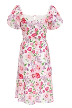 Quiz Petite Floral Puff Sleeve Mini Dress Outlet