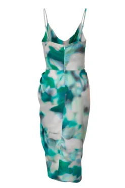 Quiz Petite Green Satin Marble Print Midi Dress Online